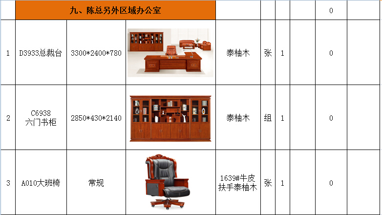 武汉驾校陈总办公室配套计划